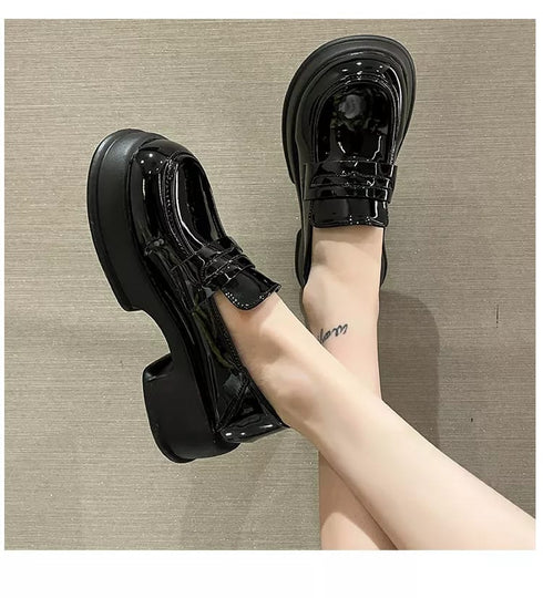 Patent Leather All-Match Clogs Platform Loafers